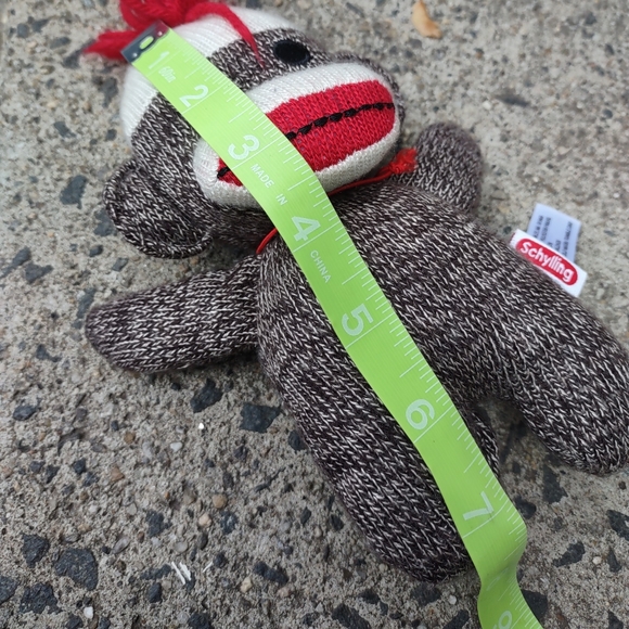 •Schylling Sock Monkey Yarn Red Hair 7" Brown Plush Stuffed Animal Baby Doll - Picture 8 of 12